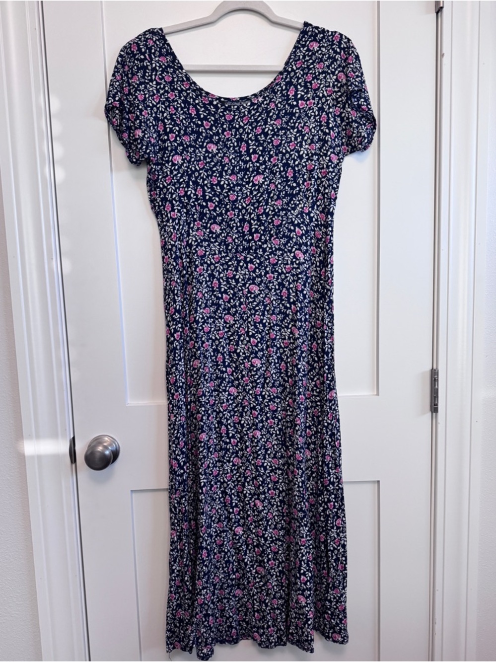 VINTAGE 90s All That Jazz Maxi Dress Womens M Blue Cottagecore Floral Y2K